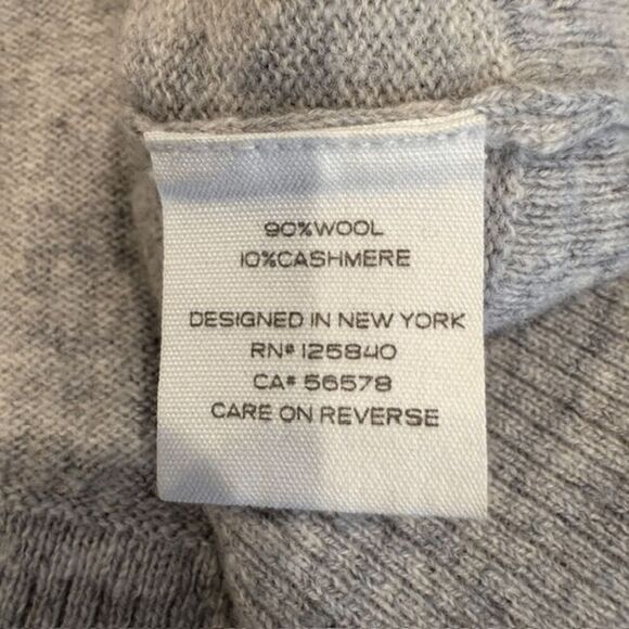 Intermix Wool Cashmere Blend Light Gray Sweater Asymmetric Fray Hem Size Small - Picture 6 of 11